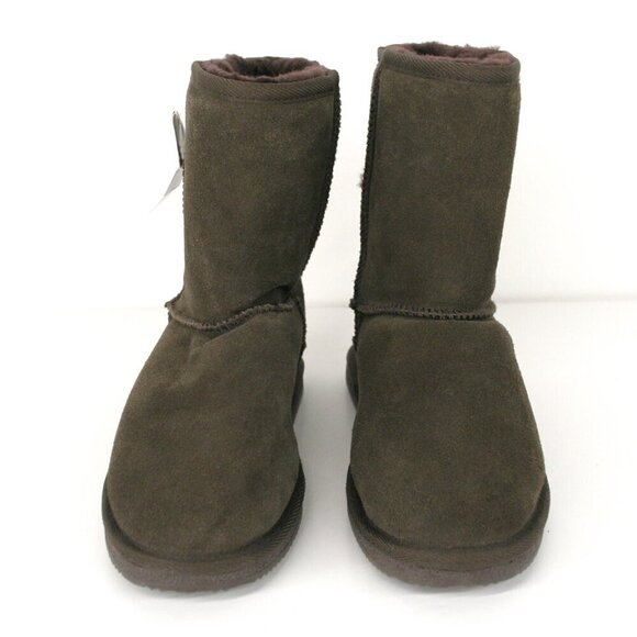 Sz 8 NWT Biotime Suede Chocolate Brown Winter Pull On Sheep Shearling Boots - Picture 2 of 10